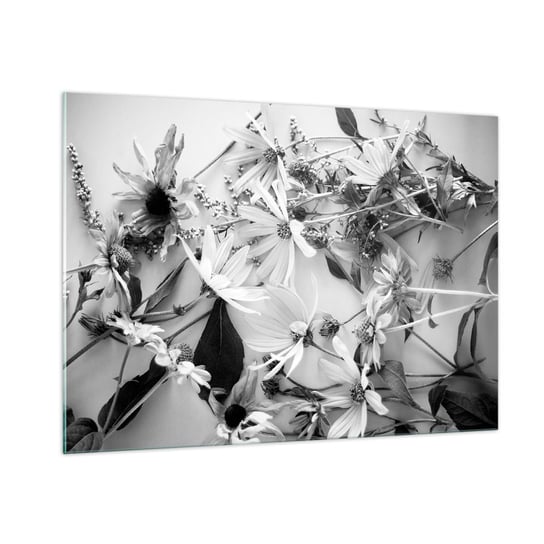 Obraz na szkle - Nie-bukiet kwiatów - 100x70cm - Kwiaty Czarno-Biały Natura - Nowoczesny foto szklany obraz do salonu do sypialni ARTTOR ARTTOR