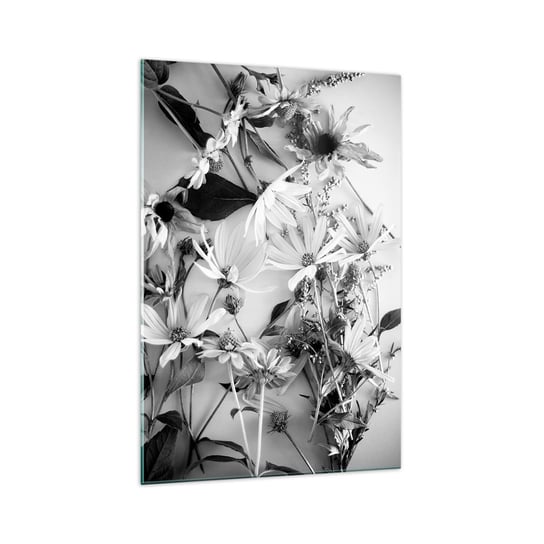 Obraz na szkle - Nie-bukiet kwiatów - 70x100cm - Kwiaty Czarno-Biały Natura - Nowoczesny foto szklany obraz do salonu do sypialni ARTTOR ARTTOR