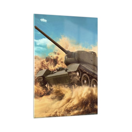 Obraz na szkle - Nie do pokonania - 80x120cm - Militaria Czołg Pustynia - Nowoczesny szklany obraz na ścianę do salonu do sypialni ARTTOR ARTTOR