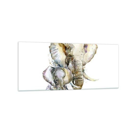 Obraz na szkle - Nie ma jak u mamy - 120x50cm - Zwierzęta Słoń Grafika - Nowoczesny szklany obraz na ścianę do salonu do sypialni ARTTOR ARTTOR