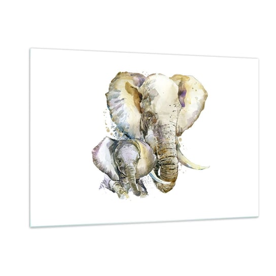 Obraz na szkle - Nie ma jak u mamy - 120x80cm - Zwierzęta Słoń Grafika - Nowoczesny szklany obraz na ścianę do salonu do sypialni ARTTOR ARTTOR