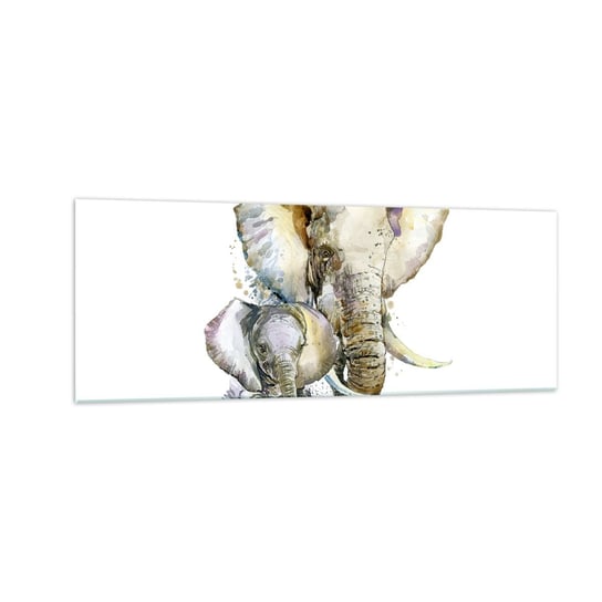 Obraz na szkle - Nie ma jak u mamy - 140x50cm - Zwierzęta Słoń Grafika - Nowoczesny szklany obraz do salonu do sypialni ARTTOR ARTTOR