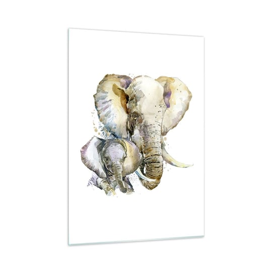 Obraz na szkle - Nie ma jak u mamy - 50x70cm - Zwierzęta Słoń Grafika - Nowoczesny szklany obraz do salonu do sypialni ARTTOR ARTTOR