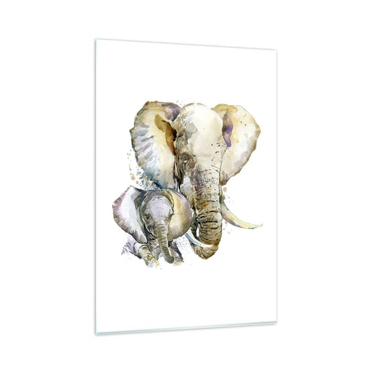 Obraz na szkle - Nie ma jak u mamy - 80x120cm - Zwierzęta Słoń Grafika - Nowoczesny szklany obraz na ścianę do salonu do sypialni ARTTOR ARTTOR