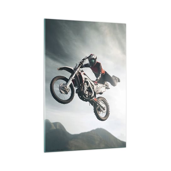 Obraz na szkle - Nie ma zabawy bez ryzyka - 70x100cm - Motocross Motocykl Motocyklista - Nowoczesny foto szklany obraz do salonu do sypialni ARTTOR ARTTOR