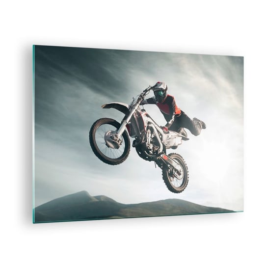 Obraz na szkle - Nie ma zabawy bez ryzyka - 70x50cm - Motocross Motocykl Motocyklista - Nowoczesny szklany obraz do salonu do sypialni ARTTOR ARTTOR