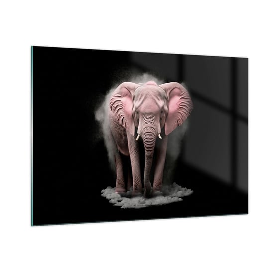 Obraz na szkle - Nie myśl o różowym słoniu! - 100x70cm - Słońce Safari Afryka - Nowoczesny foto szklany obraz do salonu do sypialni ARTTOR ARTTOR