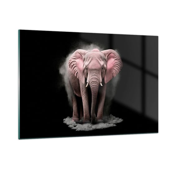 Obraz na szkle - Nie myśl o różowym słoniu! - 120x80cm - Słońce Safari Afryka - Nowoczesny szklany obraz na ścianę do salonu do sypialni ARTTOR ARTTOR