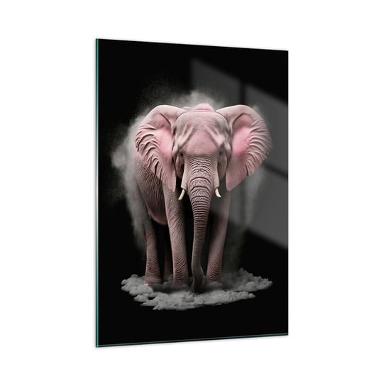 Obraz na szkle - Nie myśl o różowym słoniu! - 50x70cm - Słońce Safari Afryka - Nowoczesny szklany obraz do salonu do sypialni ARTTOR ARTTOR
