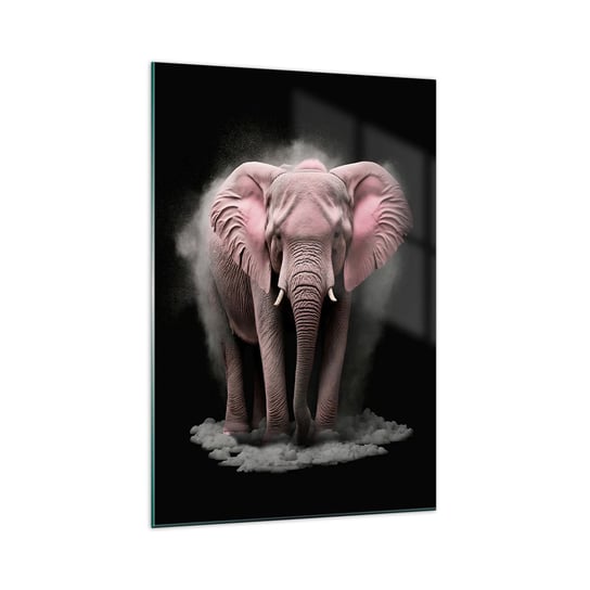 Obraz na szkle - Nie myśl o różowym słoniu! - 70x100cm - Słońce Safari Afryka - Nowoczesny foto szklany obraz do salonu do sypialni ARTTOR ARTTOR