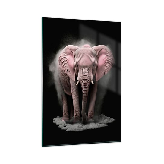 Obraz na szkle - Nie myśl o różowym słoniu! - 80x120cm - Słońce Safari Afryka - Nowoczesny szklany obraz na ścianę do salonu do sypialni ARTTOR ARTTOR