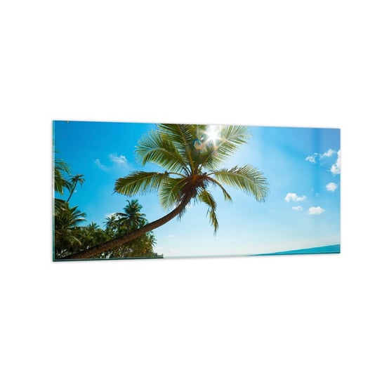 Obraz na szkle - Nie pokazywać nikomu - 120x50cm - Krajobraz Plaża Palma Kokosowa - Nowoczesny szklany obraz na ścianę do salonu do sypialni ARTTOR ARTTOR