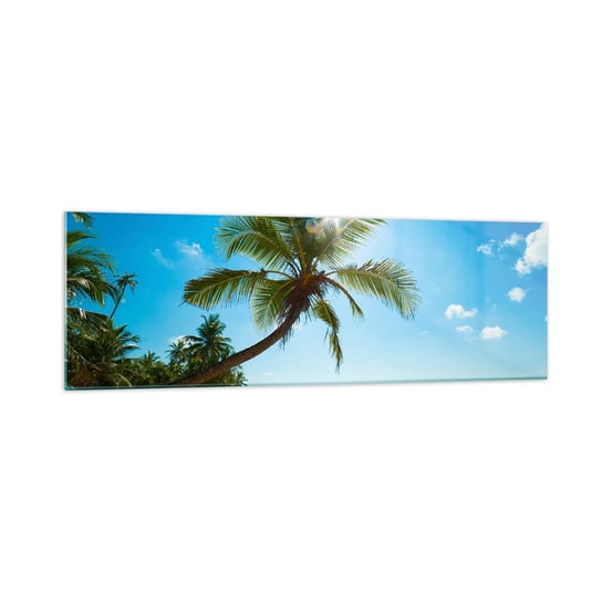 Obraz na szkle - Nie pokazywać nikomu - 160x50cm - Krajobraz Plaża Palma Kokosowa - Nowoczesny foto szklany obraz do salonu do sypialni ARTTOR ARTTOR