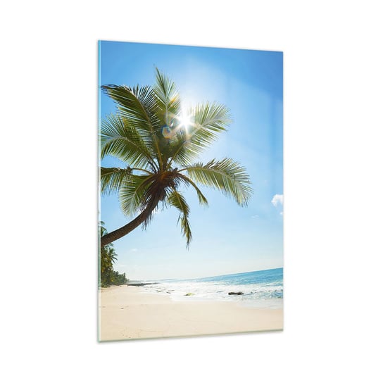 Obraz na szkle - Nie pokazywać nikomu - 80x120cm - Krajobraz Plaża Palma Kokosowa - Nowoczesny szklany obraz na ścianę do salonu do sypialni ARTTOR ARTTOR