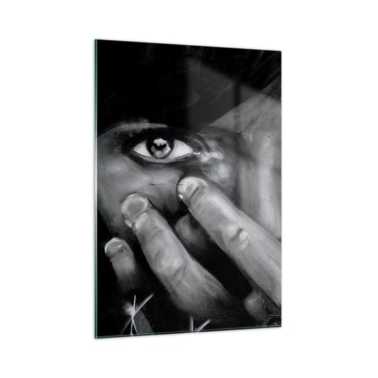 Obraz na szkle - Nie powiem, kto namalował - 50x70cm - Kobieta Oczy Graffiti - Nowoczesny szklany obraz do salonu do sypialni ARTTOR ARTTOR