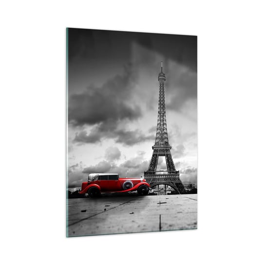 Obraz na szkle - Nie tak dawno w Paryżu - 50x70cm - Motoryzacja Wieża Eiffla Paryż - Nowoczesny szklany obraz do salonu do sypialni ARTTOR ARTTOR