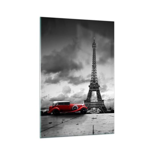 Obraz na szkle - Nie tak dawno w Paryżu - 70x100cm - Motoryzacja Wieża Eiffla Paryż - Nowoczesny foto szklany obraz do salonu do sypialni ARTTOR ARTTOR