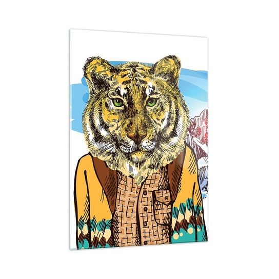 Obraz na szkle - Nie taki dziki jak go rysują - 50x70cm - Abstrakcja Tygrys Góry - Nowoczesny szklany obraz do salonu do sypialni ARTTOR ARTTOR