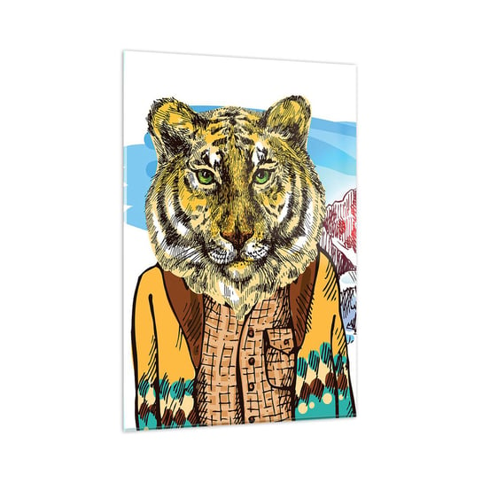 Obraz na szkle - Nie taki dziki jak go rysują - 80x120cm - Abstrakcja Tygrys Góry - Nowoczesny szklany obraz na ścianę do salonu do sypialni ARTTOR ARTTOR