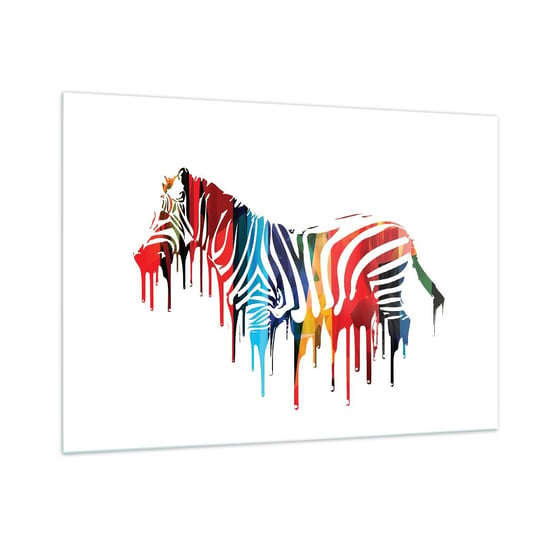 Obraz na szkle - Nie tylko czarno-biały - 100x70cm - Abstrakcja Zebra Grafika - Nowoczesny foto szklany obraz do salonu do sypialni ARTTOR ARTTOR