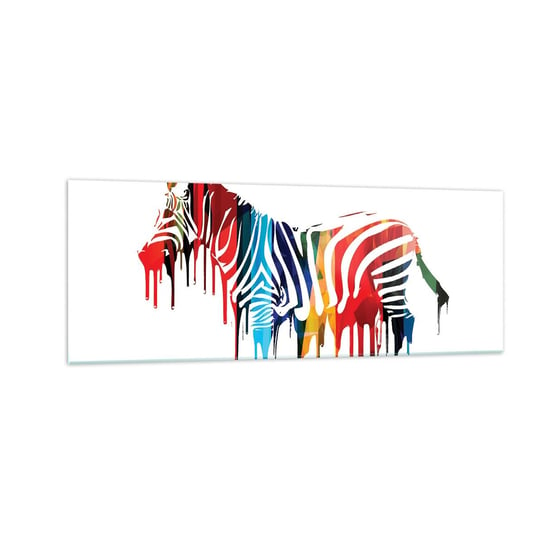 Obraz na szkle - Nie tylko czarno-biały - 140x50cm - Abstrakcja Zebra Grafika - Nowoczesny szklany obraz do salonu do sypialni ARTTOR ARTTOR