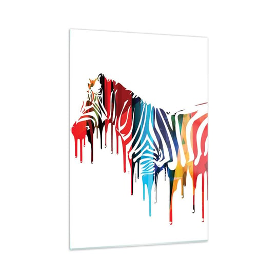 Obraz na szkle - Nie tylko czarno-biały - 50x70cm - Abstrakcja Zebra Grafika - Nowoczesny szklany obraz do salonu do sypialni ARTTOR ARTTOR