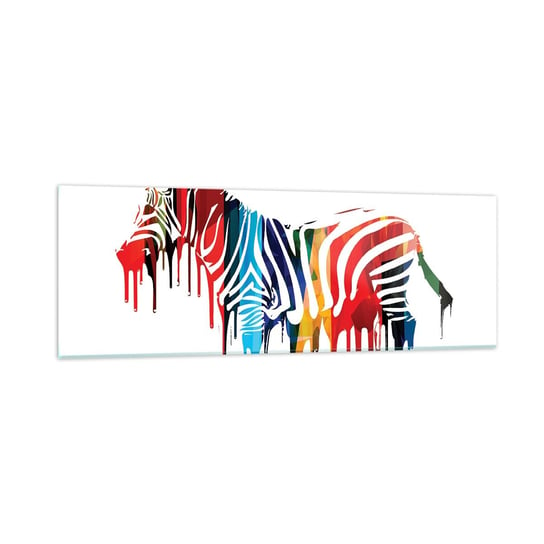 Obraz na szkle - Nie tylko czarno-biały - 90x30cm - Abstrakcja Zebra Grafika - Nowoczesny szklany obraz do salonu do sypialni ARTTOR ARTTOR