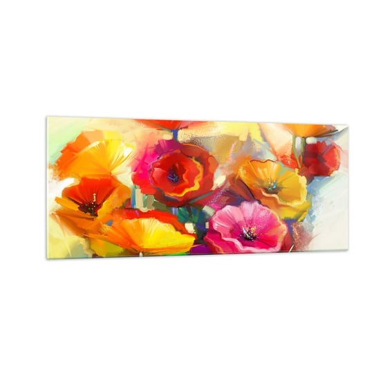 Obraz na szkle - Nie tylko czerwone - 100x40cm - Kwiaty Maki Ogród - Nowoczesny foto szklany obraz do salonu do sypialni ARTTOR ARTTOR