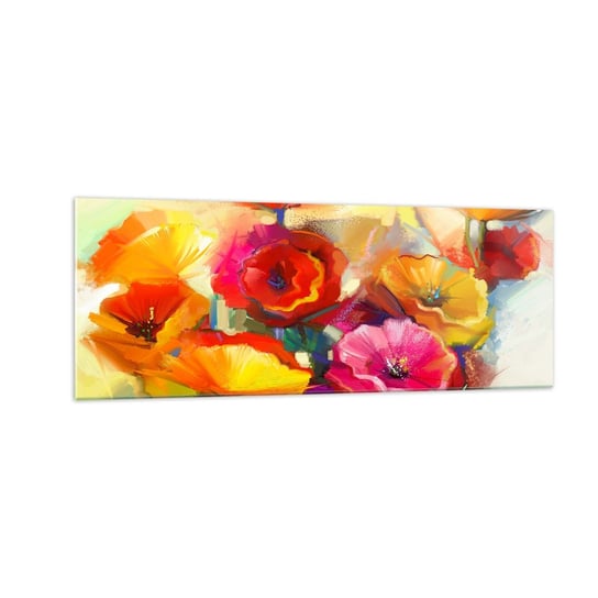 Obraz na szkle - Nie tylko czerwone - 140x50cm - Kwiaty Maki Ogród - Nowoczesny szklany obraz do salonu do sypialni ARTTOR ARTTOR