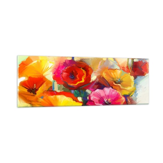 Obraz na szkle - Nie tylko czerwone - 90x30cm - Kwiaty Maki Ogród - Nowoczesny szklany obraz do salonu do sypialni ARTTOR ARTTOR