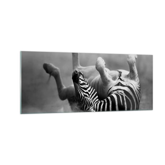 Obraz na szkle - Nie tylko koń by się uśmiał - 100x40cm - Zwierzęta Zebra Natura - Nowoczesny foto szklany obraz do salonu do sypialni ARTTOR ARTTOR