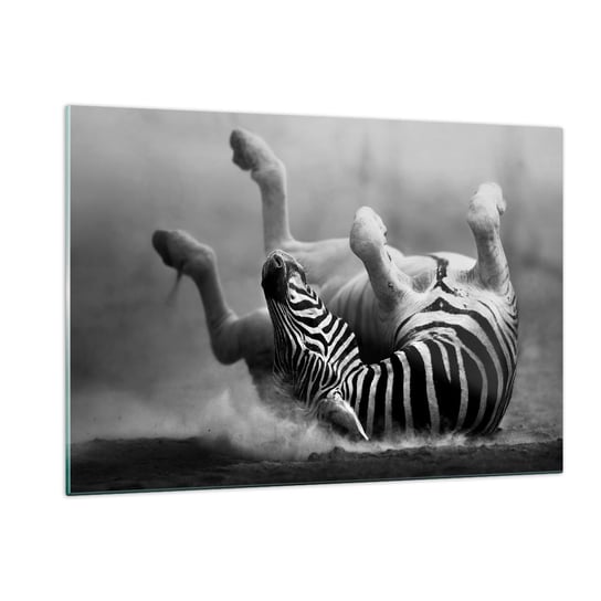 Obraz na szkle - Nie tylko koń by się uśmiał - 120x80cm - Zwierzęta Zebra Natura - Nowoczesny szklany obraz na ścianę do salonu do sypialni ARTTOR ARTTOR