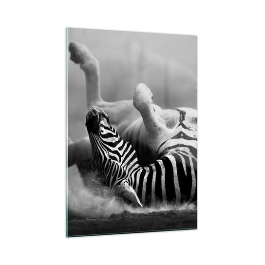 Obraz na szkle - Nie tylko koń by się uśmiał - 50x70cm - Zwierzęta Zebra Natura - Nowoczesny szklany obraz do salonu do sypialni ARTTOR ARTTOR