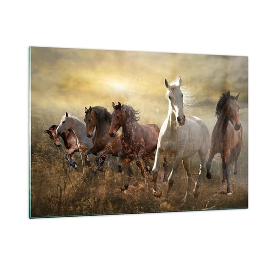 Obraz na szkle - Niech żyje wolność! - 120x80cm - Zwierzęta Koń Galop - Nowoczesny szklany obraz na ścianę do salonu do sypialni ARTTOR ARTTOR