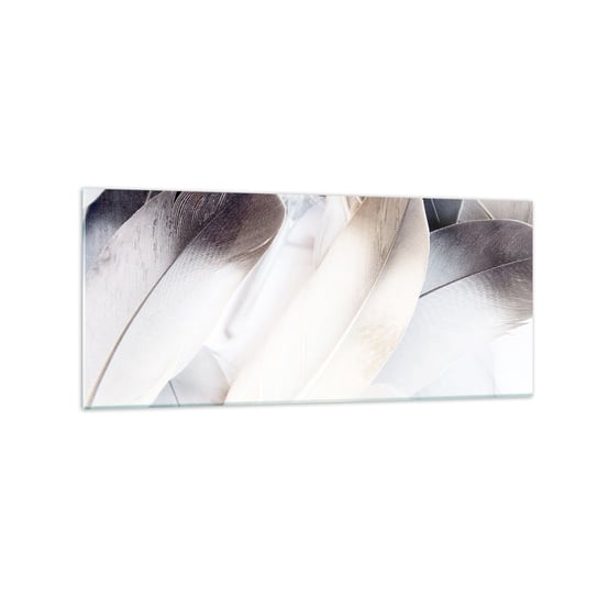 Obraz na szkle - Niemal anielskie - 120x50cm - Pióra  Minimalistyczny Delikatny - Nowoczesny szklany obraz na ścianę do salonu do sypialni ARTTOR ARTTOR
