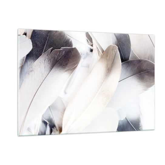 Obraz na szkle - Niemal anielskie - 120x80cm - Pióra  Minimalistyczny Delikatny - Nowoczesny szklany obraz na ścianę do salonu do sypialni ARTTOR ARTTOR