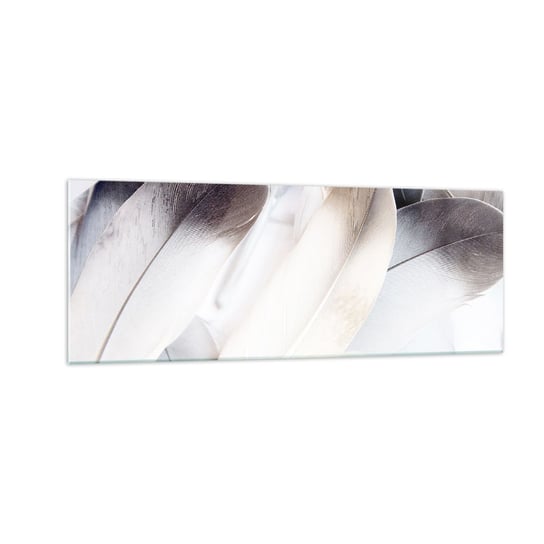Obraz na szkle - Niemal anielskie - 140x50cm - Pióra  Minimalistyczny Delikatny - Nowoczesny szklany obraz do salonu do sypialni ARTTOR ARTTOR