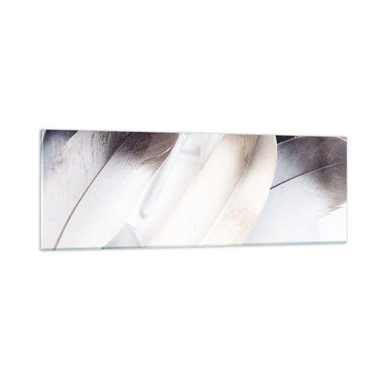 Obraz na szkle - Niemal anielskie - 90x30cm - Pióra  Minimalistyczny Delikatny - Nowoczesny szklany obraz do salonu do sypialni ARTTOR ARTTOR