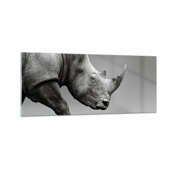 Obraz na szkle - Niepowstrzymana siła - 100x40cm - Nosorożec Zwierzęta Afryka - Nowoczesny foto szklany obraz do salonu do sypialni ARTTOR ARTTOR