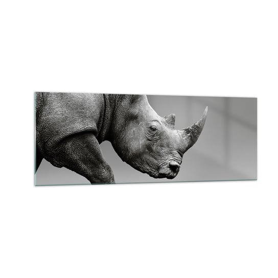 Obraz na szkle - Niepowstrzymana siła - 140x50cm - Nosorożec Zwierzęta Afryka - Nowoczesny szklany obraz do salonu do sypialni ARTTOR ARTTOR