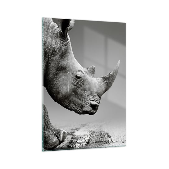 Obraz na szkle - Niepowstrzymana siła - 50x70cm - Nosorożec Zwierzęta Afryka - Nowoczesny szklany obraz do salonu do sypialni ARTTOR ARTTOR