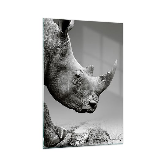 Obraz na szkle - Niepowstrzymana siła - 70x100cm - Nosorożec Zwierzęta Afryka - Nowoczesny foto szklany obraz do salonu do sypialni ARTTOR ARTTOR