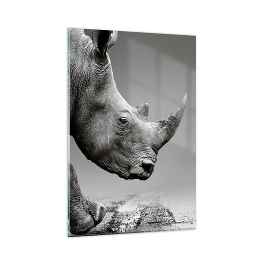 Obraz na szkle - Niepowstrzymana siła - 80x120cm - Nosorożec Zwierzęta Afryka - Nowoczesny szklany obraz na ścianę do salonu do sypialni ARTTOR ARTTOR