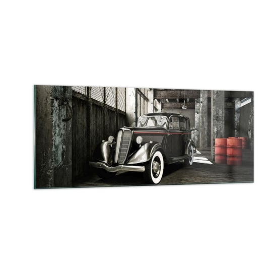 Obraz na szkle - Nieprzemijająca elegancja lat 30. - 100x40cm - Motoryzacja Samochód Retro Magazyn Fabryczny - Nowoczesny foto szklany obraz do salonu do sypialni ARTTOR ARTTOR