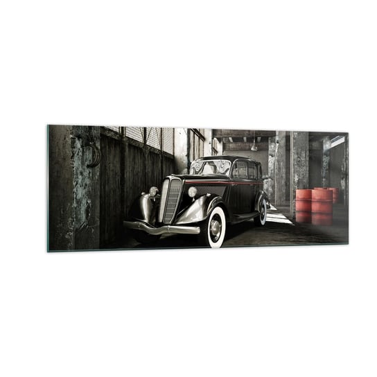 Obraz na szkle - Nieprzemijająca elegancja lat 30. - 140x50cm - Motoryzacja Samochód Retro Magazyn Fabryczny - Nowoczesny szklany obraz do salonu do sypialni ARTTOR ARTTOR