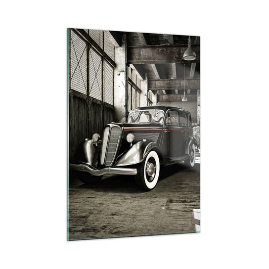 Obraz na szkle - Nieprzemijająca elegancja lat 30. - 50x70cm - Motoryzacja Samochód Retro Magazyn Fabryczny - Nowoczesny szklany obraz do salonu do sypialni ARTTOR ARTTOR