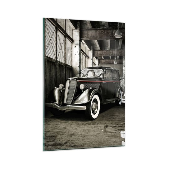 Obraz na szkle - Nieprzemijająca elegancja lat 30. - 80x120cm - Motoryzacja Samochód Retro Magazyn Fabryczny - Nowoczesny szklany obraz na ścianę do salonu do sypialni ARTTOR ARTTOR