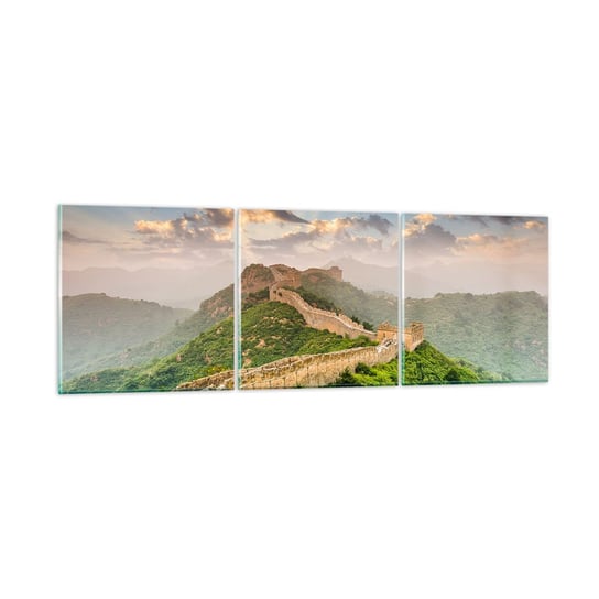 Obraz na szkle - Nieprzemijająca wielkość - 150x50 cm - Obraz nowoczesny - Krajobraz, Mur Chiński, Azja, Mongolia, Promienie Słońca - GCA150x50-3069 ARTTOR