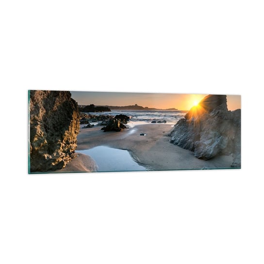 Obraz na szkle - Nietknięte ludzką ręką - 90x30cm - Krajobraz Plaża Wybrzeże Kornwalii - Nowoczesny szklany obraz do salonu do sypialni ARTTOR ARTTOR