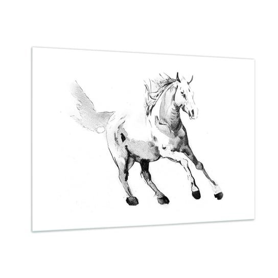 Obraz na szkle - Nieujarzmiona dusza - 100x70cm - Koń Zwierzęta Grafika - Nowoczesny foto szklany obraz do salonu do sypialni ARTTOR ARTTOR